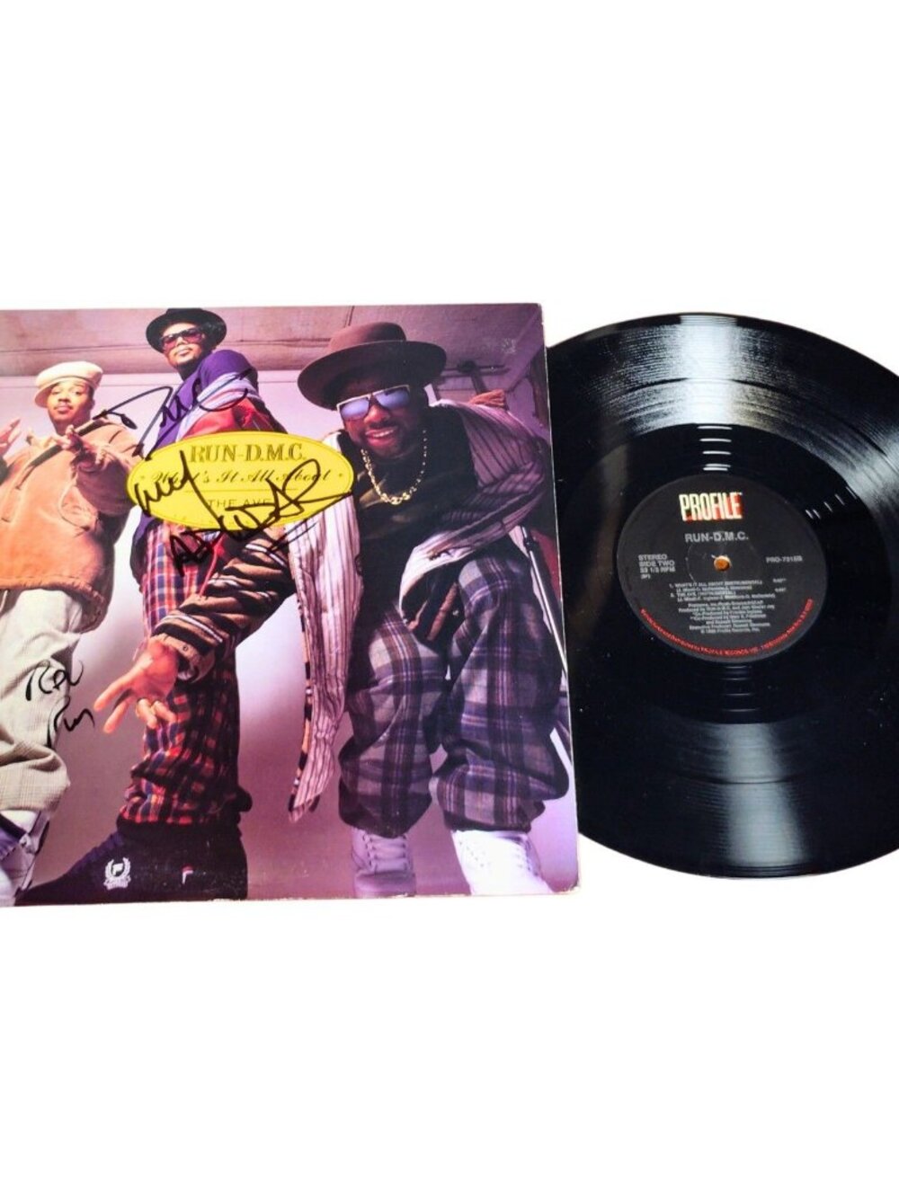 Run DMC Signed What’s It All About The Ave 12in Vinyl Beckett BAS COA